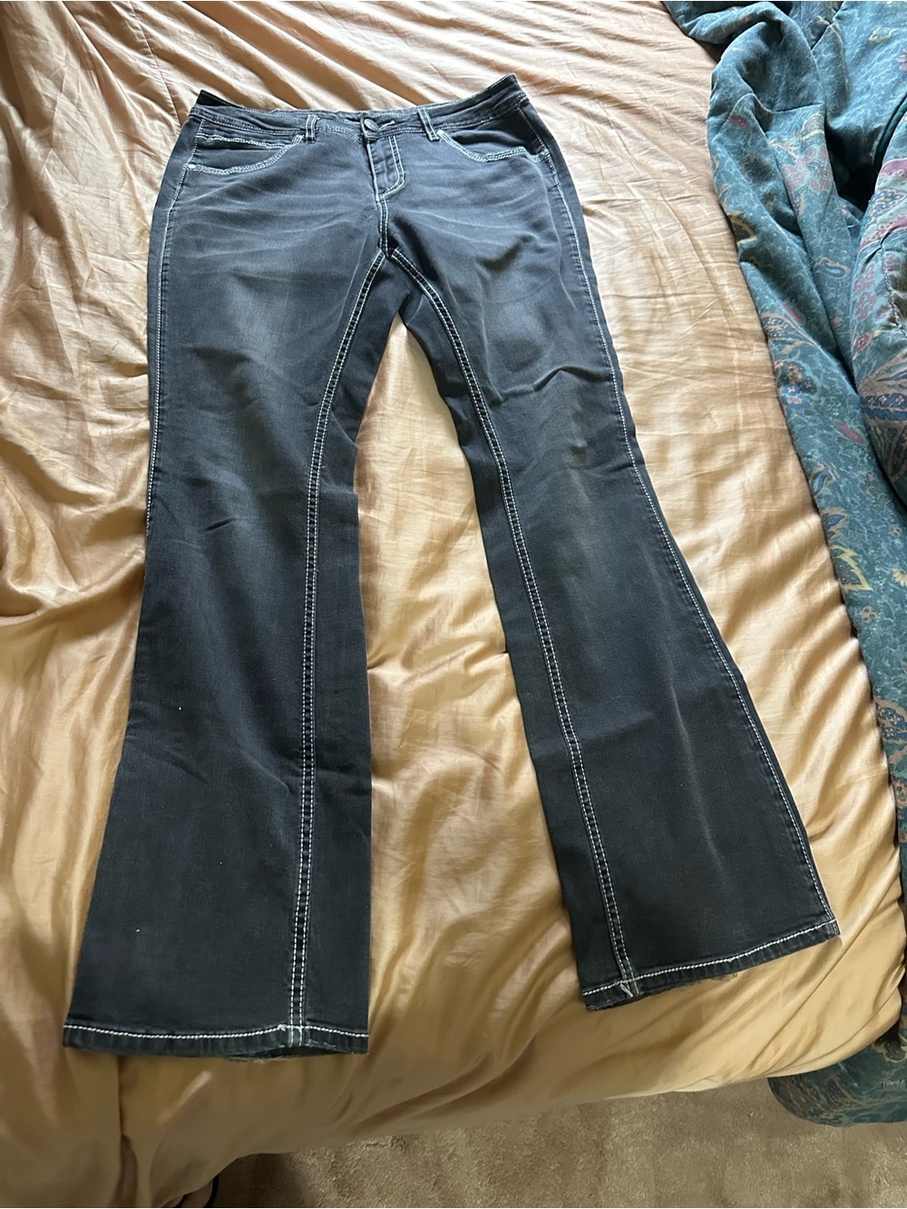 Jag Jeans Black Flare Jeans with White Contrast Stitching